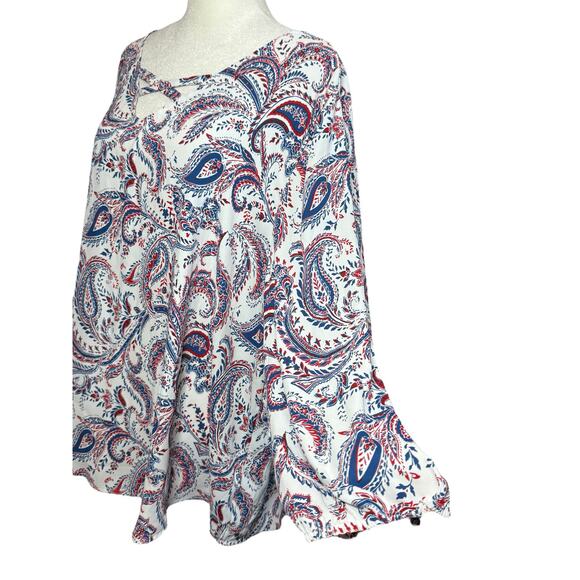 Chicos Cutout Blouse Women 4 Plus Size Paisley Flowy Americana Career Office Top - Picture 4 of 11